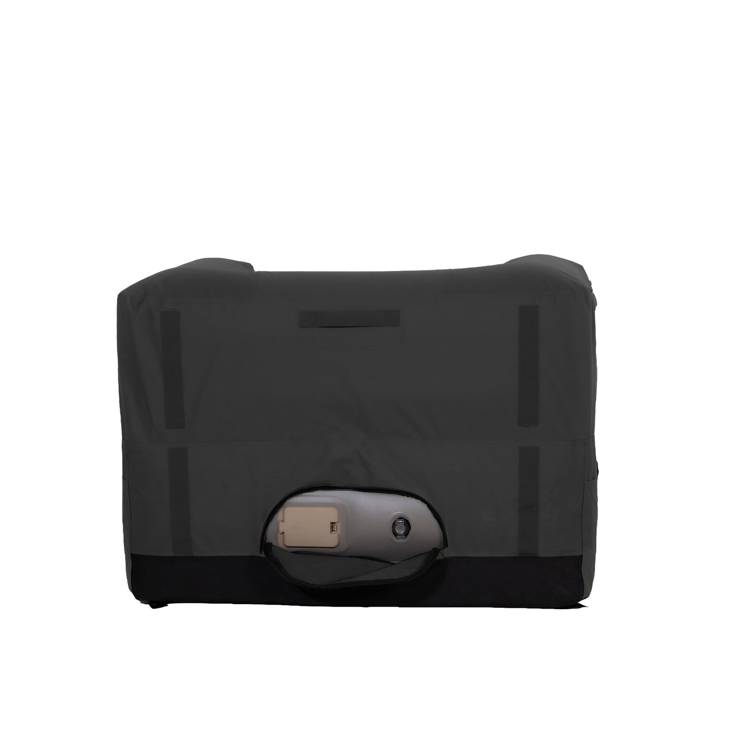 Chill Charcoal Solo: A sleek, black portable grill with a silver handle on a white surface.